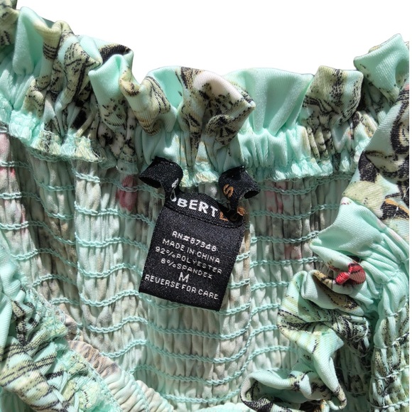 • Robert Louis Smocked Green Floral Peasant Dress, Med - Picture 4 of 8